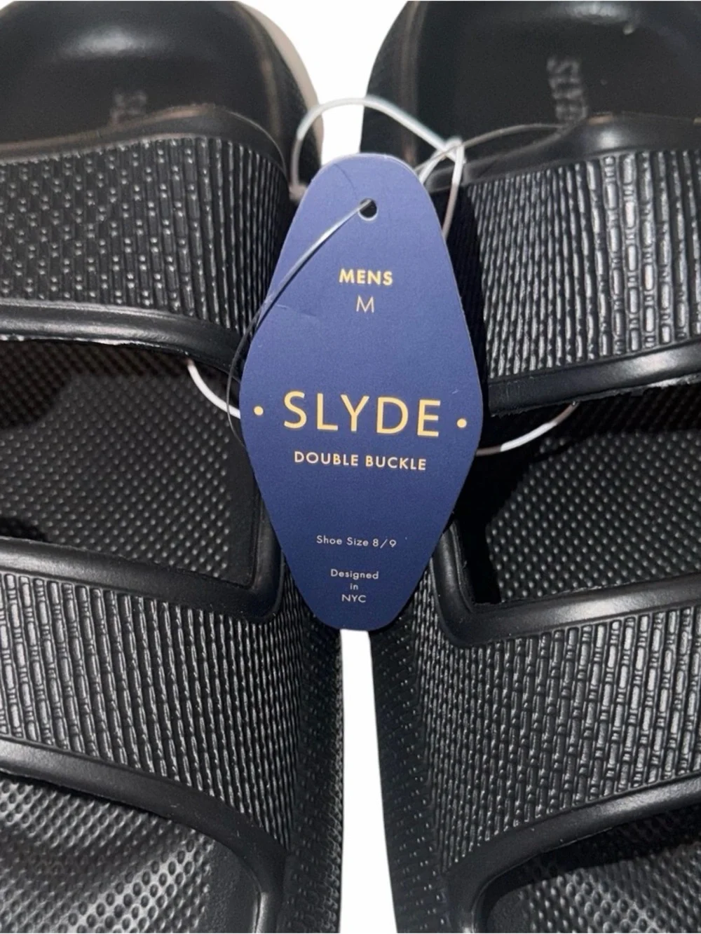 *new* Slyde Men's Black Double Buckle Slide Sandals Size M(8/9)